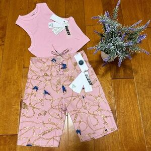 Guess tank top + bike shorts